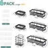 Veken Stainless Steel Shower Caddy 6-Pack, No Drilling & Rustproof, Waterproof Adhesive Shelves Rack with Soap Holder, Large Capacity Bathroom Organizers and Storage, Wall-Mounted Kitchen & Home Decor