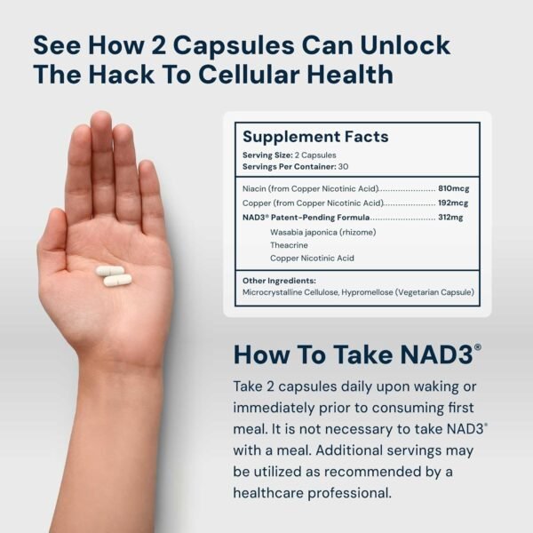 HPN NAD+ Booster (NAD3), Anti Aging Cell Booster, NRF2 Activator, Nicotinamide Riboside Alternative, NAD Supplement Natural Energy, Longevity, and Cellular Health, 312 Mg per Serving (1 Month Supply)