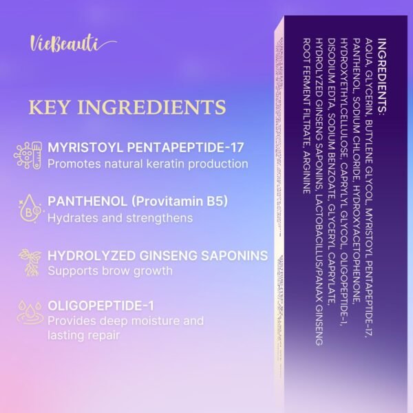 VieBeauti Lash Serum for Eyelash Growth: Eyelash Growth Serum with Advanced Formula to Boost Longer Fuller and Thicker Looking Lashes - Vegan & Cruelty-Free for Sensitive Eyes 3mL