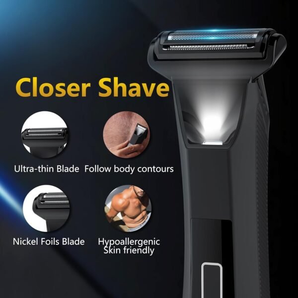 Manscape 3-in-1 Body Trimmer for Men, Groin, Pubic & Ball Hair Shaver No-Nick, Nose Hair Trimmer, Body Groomer for Smooth Shaving, Lightweight with Travel Lock, LED Display, IPX7 Waterproof