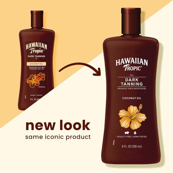 Hawaiian Tropic Dark Tanning Oil Twin Pack, 8oz Each After Sun Body Butter with Coconut Oil, 8oz