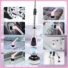 Electric Spin Scrubber, Cordless Cleaning Brush, Shower Scrubber with 8 Replaceable Brush Head, Power Cleaning Brush with Extension Handle, 2 Adjustable Speed, for Bathtub Tile Floor (Pink)