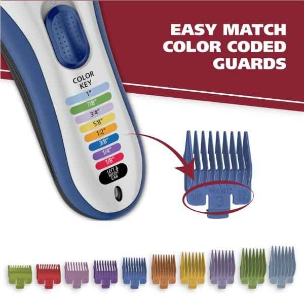 Wahl Color Pro Cordless Rechargeable Hair Clipper & Trimmer – Easy Color-Coded Guide Combs - for Men, Women, & Children – Model 9649P