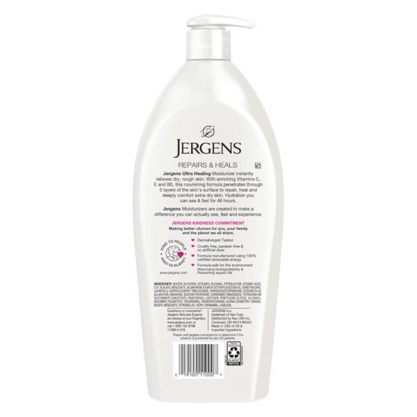 Jergens Ultra Healing Dry Skin Lotion, Hand and Body Moisturizer for Quick Absorption into Extra Dry Skin with Hydralucence Blend, Vitamins C, E and B5, 32oz