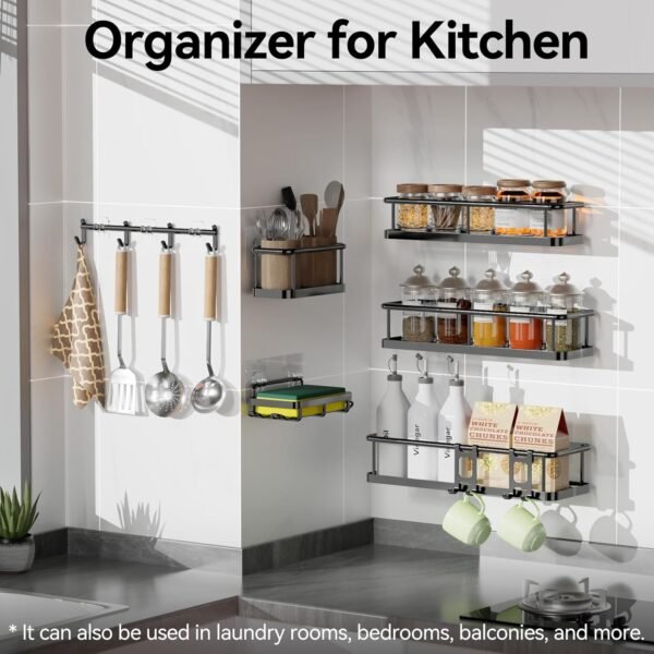 YASONIC Shower Caddy, 6 Pack Large Capacity shower Organizer with Soap Holder and 12 Hooks, Rustproof Shower Shelves for Inside Shower, No Drilling&Sleek Bathroom Organizers and Storage