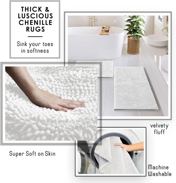 Clara Clark Bathroom Accessories Set - 22PC Bathroom Set, Bathroom Sets with Shower Curtain and Rugs, White Shower Curtain Set with Bathroom Trash Can