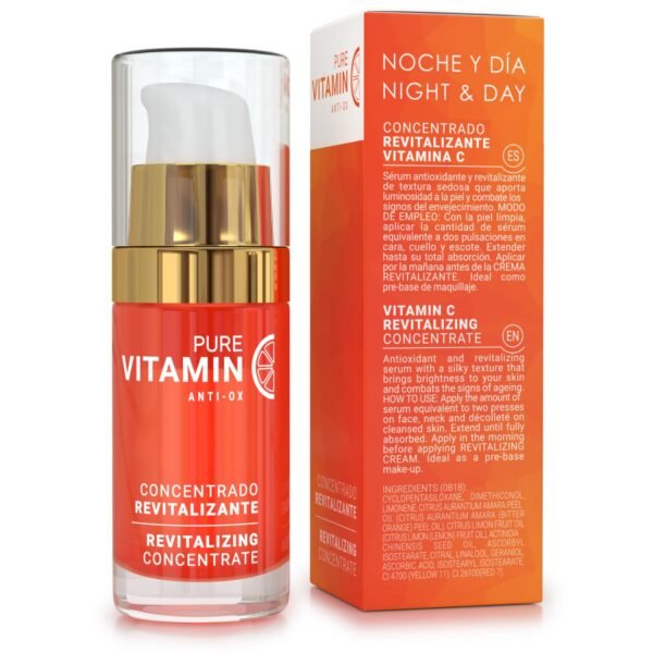 Noche Y Dia Vitamin C Serum for Mature Skin - Made in Spain - Anti Aging Formula Hydrates, Moisturizes, Firms - Targets Sun Spots, Fine Lines, Wrinkles - 30mL (1 fl oz)