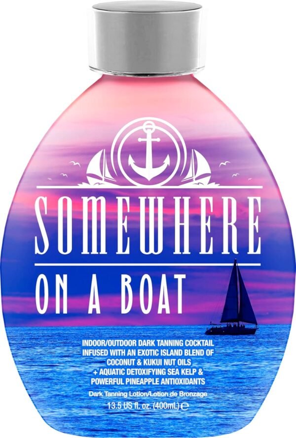 Somewhere On A Boat Tanning Lotion for Indoor Tanning Beds/Outdoor Sun Tan Dark Tanning Bed Lotion w/Coconut Oil, Pineapple & Shea Butter 13.5oz - White Lotion, NO Bronzer