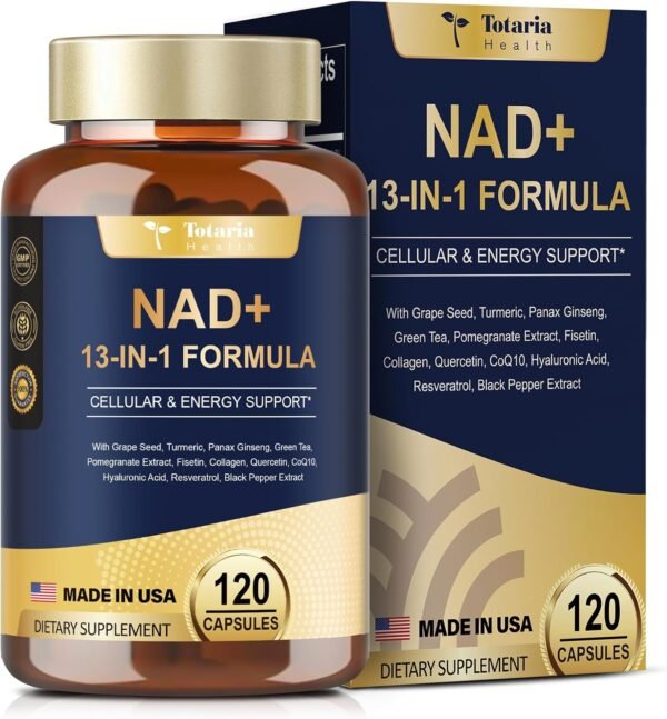 NAD Supplement for Women Men with nicotinamide riboside resveratrol,Quercetin, Betaine Boost NAD+ Levels NAD Plus Supplement for Anti Aging, Energy, Immune, Focus 120 Capsules