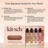71jtYHxzheL._SL1280_.jpg Kitsch Hair Perfume For Women (Discovery Set) - Pistachio Latte, Warm Sugar, Sheer Violet & Amber Waves - Patented Odor-Eliminating Technology, Body Mist - Freshen Hair, Body & Pillows - 4x1.5mL