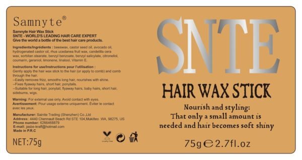 71jyJnZCKaL._SL1500_.jpg Samnyte Hair Wax Stick, Hair-Styling Waxes, Nourishing Accessories - Slick Stick for Women & Kids, Gel Tamer for Flyaways, Bun Maker & Styling Cream, 2.7 Fl Oz