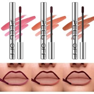 LANGMANNI 3 Colors Long-Lasting Peel Off Lip Liner Set, Waterproof & Smudge-Proof Matte Lip Liners Gift Makeup For Girls (#1+2+3)