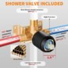 Black Tub Shower Faucet Set Complete with 8-Inch Rainfall Shower Head and Tub Spout Included Shower Valve Tub Shower Trim Kit Matte Black