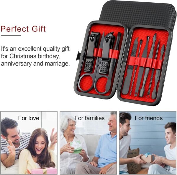 FIXBODY Nail Clippers for Men, Nail Clippers Set, Professional Manicure Set and Pedicure Kit, 10 Pieces Nail Grooming Kit Includes Fingernail Clippers and Toenail Clippers
