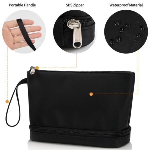 71kXmkDmLML._SL1500_.jpg Ethereal Small Makeup Bag, 2 Layers Travel Makeup Bag with Makeup Brush Holder, Cosmetic Bag Black Make up Pouch for Women/Girls