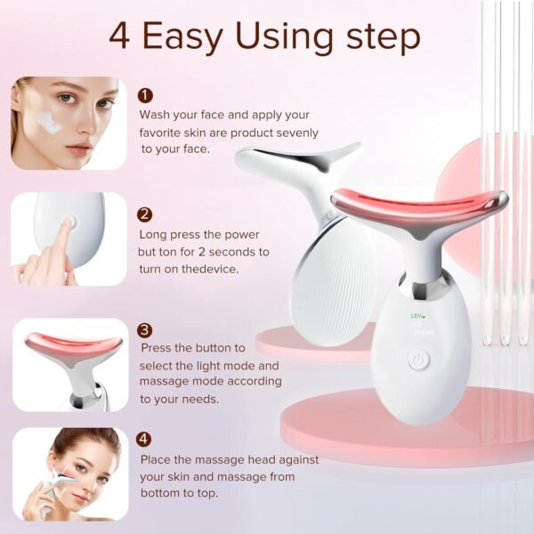 Face Messager for Face and Neck, Facial Massager for Face and Neck, 7 Color Face Neck Massager for Skin Care, at-Home Face Tool for Skin Care