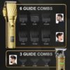 FADEKING® Professional Hair Clippers for Men - Cordless Hair Clippers, LCD Display Barber Clippers for Hair Cutting & Mens Grooming with Travel Case (Gold+Bronze)