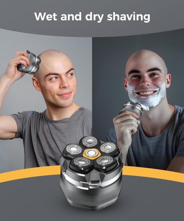 Head Shavers for Bald Men，Newly Designed Magnetic 6D Electric Razor, IPX8 Waterproof Dry/Wet, 10000 RPM High Speed Motor for Fast Shaving, USB-C Cable and Storage Bag for Home & Travel