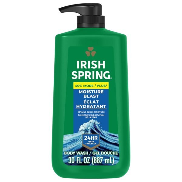 Irish Spring Mens Body Wash, Moisture Blast Body Wash for Men, Feel Fresh All Day, 30 Oz Pump Bottle