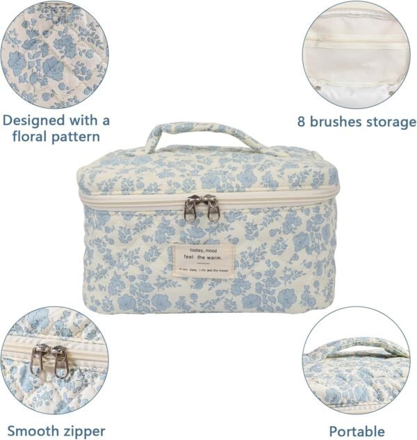 71lCQrnywTL._AC_SL1500_.jpg Large Makeup Bag, Cute Cosmetic Bag for Women Girls, Floral Coquette Aesthetic Toiletry Bag, Travel Make Up Organizer Bag (BDLH)