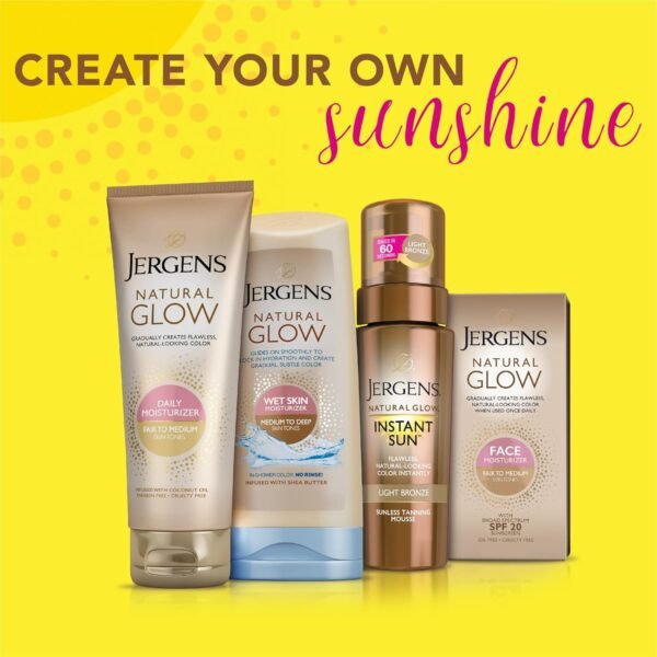 71lZ9Ae9LL._SL1500_.jpg Jergens Natural Glow Instant Sun Tanning Moisturizer + Bronzer, Lightweight Sunless Tanning for Natural-Looking Color, Deep Bronze, 6 Oz