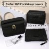 71ldBIh7FHL._AC_SL1500_.jpg MAANGE Makeup Bag - Large Cosmetic Bag with 2pcs Small Makeup Bags Portable Leather Travel Makeup Bag Set Toiletry Bag Make Up Bags for Women and Girls (Black)