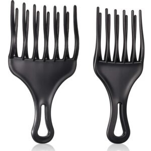 2 Pieces Double Fist Hair Lift Combs - Large and Small Plastic Detangle Wig Braid Pick Hair Styling Tool for Women Men (3.8 x 7 Inch, 2.6 x 6.4 Inch)