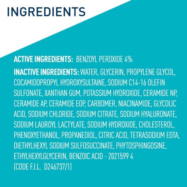 71leTpiXaVL._SL1000_.jpg CeraVe Acne Foaming Cream Cleanser, 4% Benzoyl Peroxide Face Wash With Hyaluronic Acid, Niacinamide & Ceramides, Gentle Daily Acne Treatment For Face