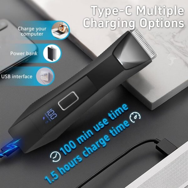 Manscape Body Trimmer for Men, Groin & Body Hair Trimmer, Ball Foil Shaver, Nose Hair Clippers, 3 in 1 Men's Waterproof Wet/Dry Groomer with Travel Case &Travel Lock, LED Display, Black