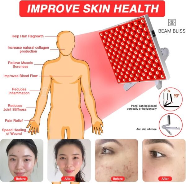 Red Light Therapy for Body and Face, 3 in 1 Red Light Panel with Removable Stand, Adjustable Red Light Lamp, LED 660nm Red Light and 850nm Infrared Red Light Therapy Devices for Full Body Skin Home