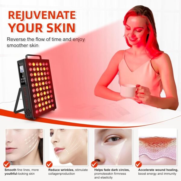 Red Light Therapy Panel for Body, Quad Wave 660nm 850nm 630nm 940nm Near Infrared Light Therapy Panel, Portable 60 Dual Chip LED Device with 105W of Power, for Pain Relief, Skin Health, Improve Sleep