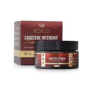 Carotene Tanning Gel for Deep Natural Tan – Tanning Accelerator with Coconut Oil, Carrot Extract & Vitamin E – Bronzing Body Moisturizer for Indoor & Outdoor Use