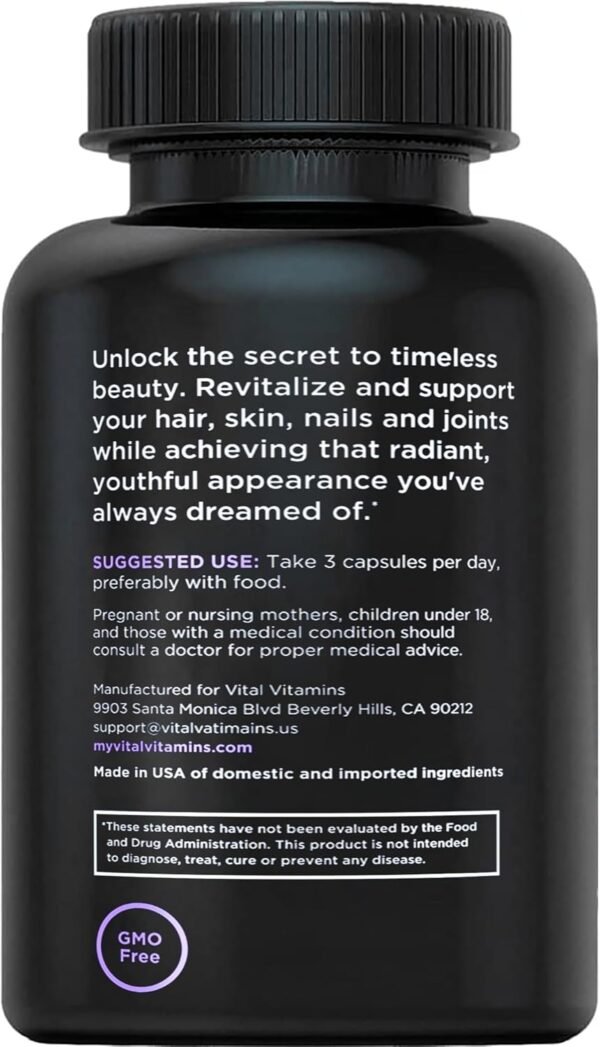 71mDlaVvllL._AC_SL1500_.jpg Vital Vitamins Multi Collagen Complex Plus - with Biotin, Hyaluronic Acid, Vitamin C - Type I, II, III, V, X - for Women & Men - Hair, Skin, Nails Beauty Complex - 150 Capsules