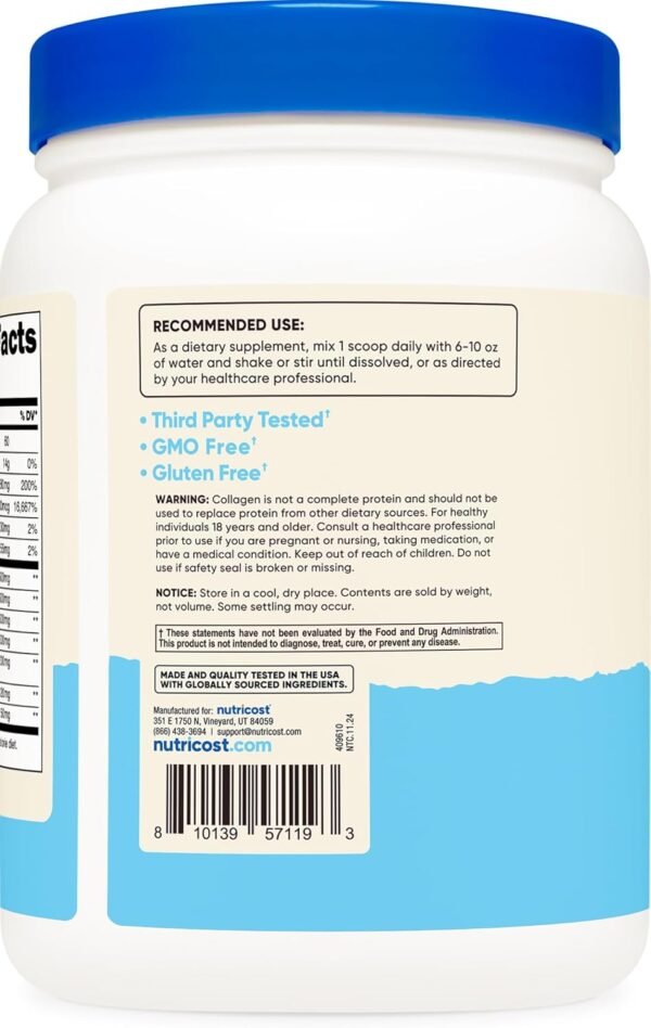 71mHac9j3AL._AC_SL1500_.jpg Nutricost Multi Collagen Protein Complex (Unflavored, 30 Servings) - Supplement with Biotin, Hyaluronic Acid, and Collagen Peptides