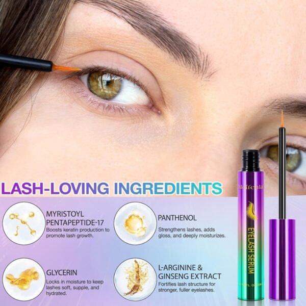 Lash Serum for Eyelash Growth Serum, EyelashSerum to Grow Lashes, Lash Enhancing, Thicker, Fuller, Longer, Naturally Beautiful, for Sensitive Eyes, Non Irritating