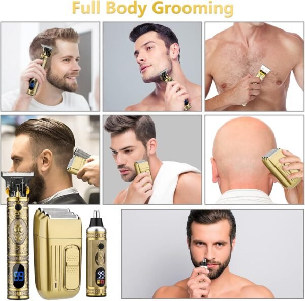 Professional Hair Trimmer for Men,Hair Clippers Nose Hair Trimmer Shaver Set,Cordless Barber Clippers,T-Blade Beard Trimmer Electric Shaver Razor for Men Haircutting Grooming Kit
