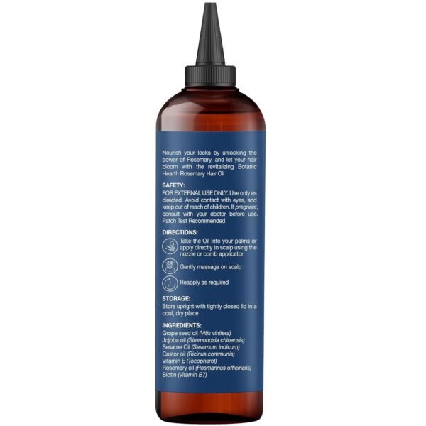Botanic Hearth 100% Pure Rosemary Oil For Hair (6.7 fl oz) Infused With Biotin, Jojoba & castor Oil | Nourishing & Volumizing | Non GMO Verified