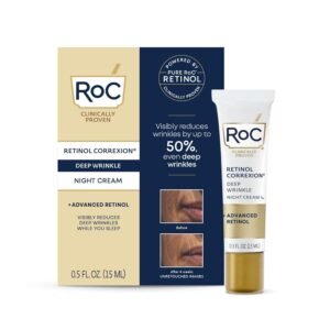 71mjewsco-L._SL1500_.jpg RoC Retinol Correxion Deep Wrinkle Anti-Aging Night Cream, Daily Face Moisturizer with Shea Butter, Glycolic Acid and Squalane, Skin Care Treatment, Mini 0.5 Ounces (Packaging May Vary)
