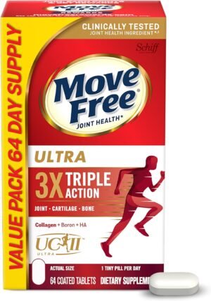 71moLqLHE3L._AC_SL1500_.jpg Move Free Ultra Triple Action Joint Support Supplement - Type II Collagen Boron & Hyaluronic Acid - Supports Joint Comfort, Cartiliage & Bones in 1 Tiny Pill Per Day, 64 Tablets (64 servings)