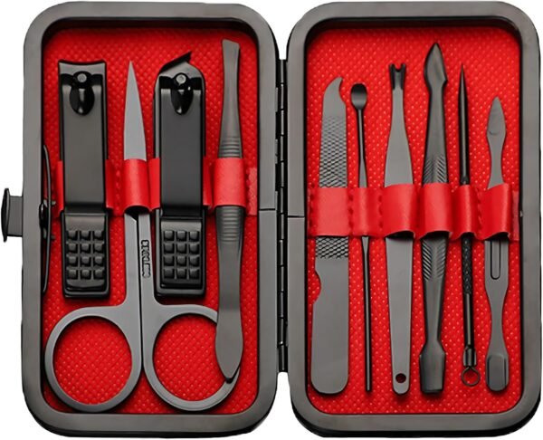FIXBODY Nail Clippers for Men, Nail Clippers Set, Professional Manicure Set and Pedicure Kit, 10 Pieces Nail Grooming Kit Includes Fingernail Clippers and Toenail Clippers