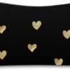 Cute Travel Makeup Bag Cosmetic Bag Small Pouch Gift for Women (Brushed Gold Heart)