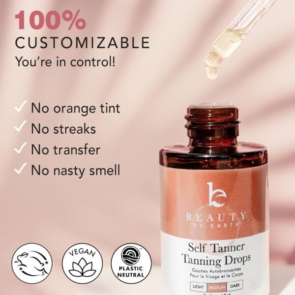 Self Tanning Drops - USA Made with Natural & Organic Ingredients, Medium Face Tanning Drops to Add to Lotion, Moisturizing Bronzing Tanner for Face & Body, Toxin Free Tanner for Fake Tan