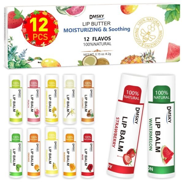 71nEMOefGL._SL1500_.jpg DMSKY 12 Pack Lip Balm, Natural Lip Balm Bulk with Vitamin E and Coconut Oil, Moisturizing Lip Balm for Chapped Lips, Bulk Lip Balm for Women-12 Flavors