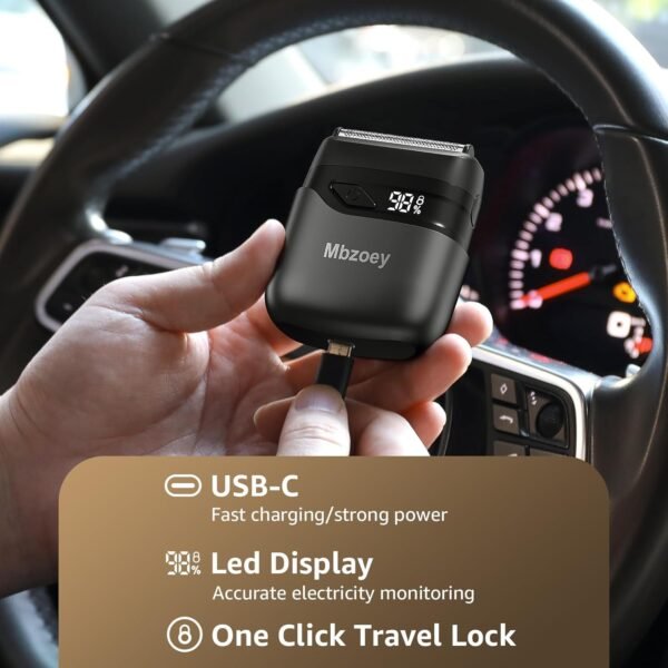 Electric Foil Shavers for Men, Mini Electric Razor, Compact Face Shaver, IPX7 Waterproof Wet Dry Cordless Razor, LED Display, USB-C Fast Rechargeable