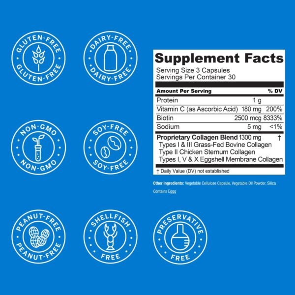 71ng5Kcw2oL._AC_SL1500_.jpg Live Conscious Beyond Collagen Multi Collagen Capsules - Types I, II, III, V & X - Hydrolyzed Blend with Biotin & Vitamin C for Hair, Skin, Nails 90 Capsules