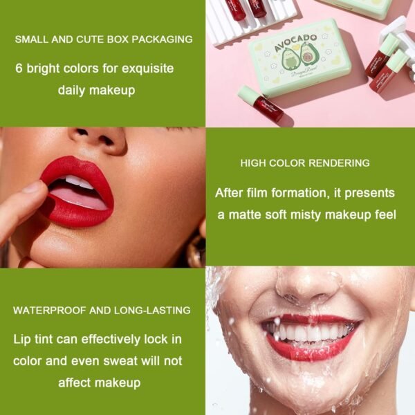 6 Colors Lip Tint Stain Set, Korean Velvet Water Lip Tint, Mini Liquid Lipstick, Moisturizing Natural Korean Lip Gloss Set, Long Lasting, Waterproof, Non-Stick Cup, High Pigment, Lip Color Makeup