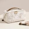 71o4GyVhsL._AC_SL1500_.jpg EACHY Travel Makeup Bag, Large Capacity Cosmetic Bags for Women, Waterproof Portable Pouch Open Flat Toiletry Bag Pattern Make up Bag (F-Beige)