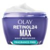 Olay Retinol Face Moisturizer, 24 MAX Anti-Aging Night Cream for Women, Fragrance-Free, Non Greasy - Anti-Wrinkle, Smooth Fine Lines, Tightening, Hydrating Skin Care - Peptides, Glycerin, 1.7 Oz