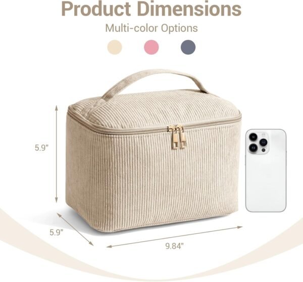 71oGbB9SZGL._AC_SL1500_.jpg MAGEFY Makeup Bag Cosmetic Bag Large Capacity with Handle Make Up Bags with Mesh Pocket, Travel Makeup Bag for Women,Beige