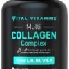 Vital Vitamins Multi Collagen for Women & Men - Type I, II, III, V, X - Grass Fed, Non-GMO - 150 Capsules